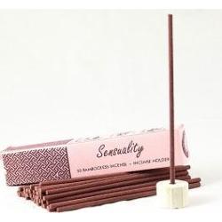 Nie zawierające bambusa kadzidła indyjskie z ceramicznym stojakiem SENSUALITY 50 sztuk Song of India