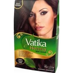 Henna do włosów trwała bez amoniaku kolor Black Brown Czarny Brąz 60g Vatika Henna Hair Colour Dabur
