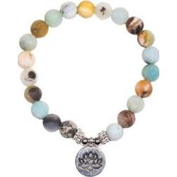 Bransoletka Mala z Amazonitu z symbolem Lotosu na elastycznej gumce z 21 