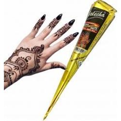 Henna Indyjska w Rożku gotowa do aplikacji na ciało MEHANDI kolor CZARNY 25g Golecha