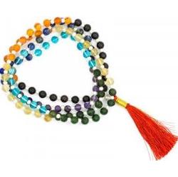 Mala 7 Kamieni Czakralnych z chwostem 108 kuleczek średnica 0 6 cm jakość A gratis brokatowy woreczek do przechowywania