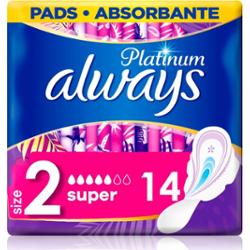 Always Platinum Super (Rozmiar 2) Podpaski ze skrzydełkami, 14 sztuk
