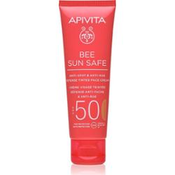 Apivita Bee Sun Safe Anti-Spot and Anti-Age Tinted Face Cream SPF50 ochronny krem tonujący do twarzy SPF 50 odcień Golden 50 ml