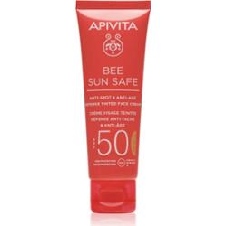 Apivita Bee Sun Safe Anti-Spot and Anti-Age Tinted Face Cream SPF50 ochronny krem tonujący do twarzy SPF 50 odcień Natural 50 ml