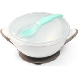 BabyOno Be Active Suction Bowl with Spoon komplet naczyń dla dzieci Grey 6 m+ 2 szt.