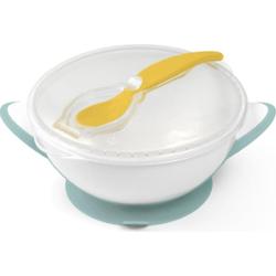 BabyOno Be Active Suction Bowl with Spoon komplet naczyń dla dzieci Green/Yellow 6 m+ 2 szt.