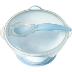 BabyOno Be Active Suction Bowl with Spoon komplet naczyń dla dzieci Blue 6 m+ 2 szt.