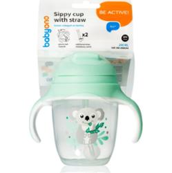 BabyOno Be Active Sippy Cup with Weighted Straw kubek treningowy ze słomką 6 m+ Koala 240 ml