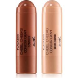 Barry M Chisel Cheeks kremowy bronzer i rozświetlacz w sztyfcie duo balení 2x5 g