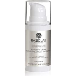 BASICLAB - Peptydowy krem pod oczy redukujący cienie i opuchnięcia z 3% kofeiny, 1% kwasu traneksamowego, chryzyną o lekkiej konsystencji, rozjaśnienie i nawilżenie, 15ml