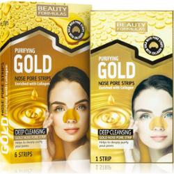 Beauty Formulas Gold plaster oczyszczający na zatkane pory na nosie z kolagenem 6 szt.