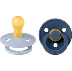 BIBS Colour Natural Rubber Size 1: 0+ months smoczek Dusty Blue / Steel Blue 2 szt.