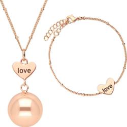 Bola Heart and Love ciążowa zawieszka-dzwoneczek Rose Gold