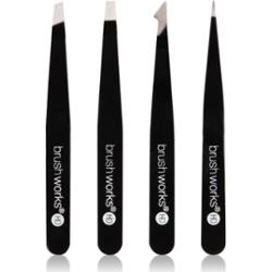 Brushworks The Complete zestaw pęset do brwi Black 4 szt.