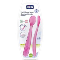 Chicco Soft Silicone łyżeczka 6m+ Pink 2 szt.