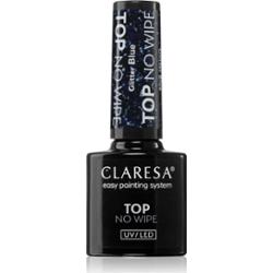 Claresa UV/LED Top Glitter No Wipe top na lakier hybrydowy z błyszczącymi cząsteczkami odcień Glitter Blue 5 g