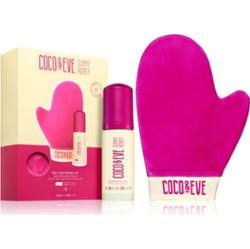 Coco & Eve Sunny Honey Ultimate Glow Travel Kit pianka samoopalająca z rękawicą aplikacyjną opakowanie podróżne Medium 60 ml