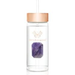 Crystallove Amethyst Straw Water Bottle szklana butelka na wodę ze słomką 400 ml