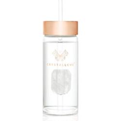 Crystallove Amethyst Straw Water Bottle szklana butelka na wodę ze słomką Clear 400 ml