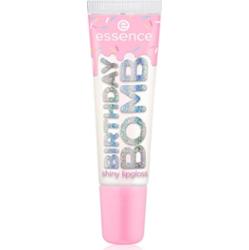 essence Birthday Bomb przezroczysty błyszczyk do ust zapewniający błyszczący połysk odcień 01 Cake My Day! 10 ml