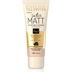 Eveline Cosmetics Satin Matt podkład matujący z ekstraktem ze śluzu ślimaka odcień 102 Vanilla 30 ml