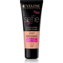 Eveline Cosmetics Selfie Time podkład i korektor 2 w 1 odcień 02 Ivory 30 ml