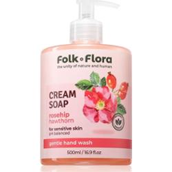 Folk & Flora Rosehip & Hawthorn kremowe mydło w płynie do skóry wrażliwej 500 ml