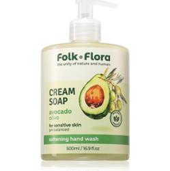 Folk & Flora Avocado & Olive mydło w płynie do skóry wrażliwej 500 ml