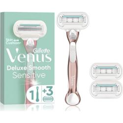Gillette Venus Deluxe Smooth Sensitive maszynka do golenia + ostrza wymienne RoseGold 3 szt.