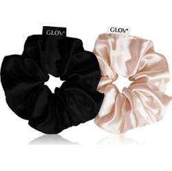 GLOV Satin Scrunchies M gumki do włosów Sparkling Wine/Black 2 szt.