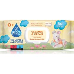 GoWipes Cleanse & Cream Sweet Almond Milk delikatne nawilżane chusteczki dla dzieci do skóry wrażliwej aloe vera 0+ 50 szt.