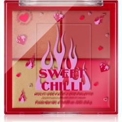 I Heart Revolution Sweet Chilli Blush & Highlight Quad paleta rozświetlaczy i róży do policzków 4x0.9 g