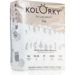 Kolorky Deluxe Velvet Dots jednorazowe pieluszki EKO rozmiar XL 12-16 kg 17 szt.