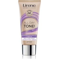 Lirene ALL DAY TONE! podkład nawilżający nadający skórze promienny wygląd odcień 02 Natural 30 ml