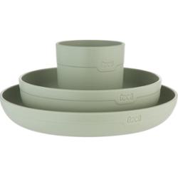 LOVI Tableware Set with Cup komplet naczyń Pistachio 3 szt.