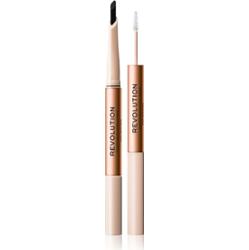 Makeup Revolution Fluffy Brow Filter Duo dwustronna kredka do brwi do utrwalenia kształtu odcień Ash Brown 0.12 g