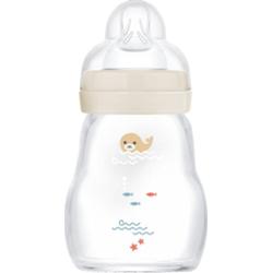 MAM Feel Good Glass Baby Bottle szklana butelka antykolkowa 0m+ Beige 170 ml