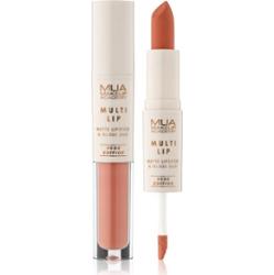 MUA Makeup Academy Multi Lip Nude Edition długotrwała pomadka i błyszczyk do ust podwójne odcień Caramel 3.2 g