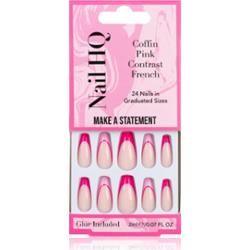 Nail HQ Coffin Pink Contrast French sztuczne paznokcie z klejem 24 szt.