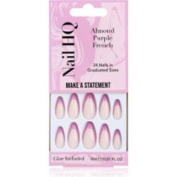 Nail HQ Almond Purple French sztuczne paznokcie z klejem 24 szt.