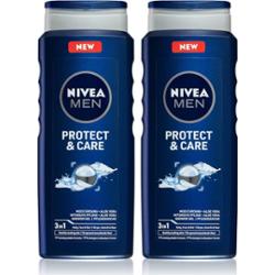 NIVEA MEN Protect & Care żel pod prysznic do twarzy, ciała i włosów wygodne opakowanie 2 x 500 ml
