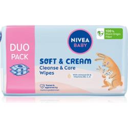 NIVEA BABY Soft & Cream delikatne nawilżane chusteczki dla dzieci 2x57 szt.