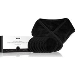 Notino Spa Collection Spa headband and make-up removal pads set zestaw do demakijażu z opaską kosmetyczną Black 7 szt.