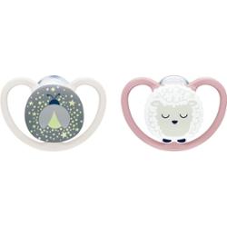 NUK Perfect Match Air Night 6-18 m smoczek Firefly/Sheep 2 szt.