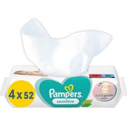 Pampers Sensitive nawilżane chusteczki oczyszczające dla dzieci do skóry wrażliwej 4x52 szt.