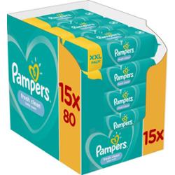 Pampers Fresh Clean nawilżane chusteczki oczyszczające dla dzieci do skóry wrażliwej 15x80 szt.