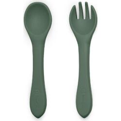 Petite&Mars Take&Match Silicone Cutlery sztućce Misty Green 6 m+ 2 szt.