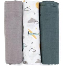 Petite&Mars Moussy pieluchy wielorazowe Grey Planes 68 x 68 cm 3 szt.