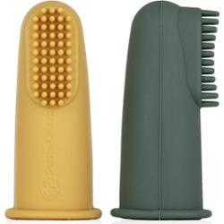 Petite&Mars Take&Match 0m+ szczoteczka do zębów na palec z futerałem Ochre&Green 2 szt.