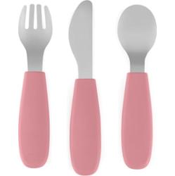 Petite&Mars Take&Match Stainless Steel Cutlery Set sztućce dla dzieci Dusty Rose 12m+ 3 szt.